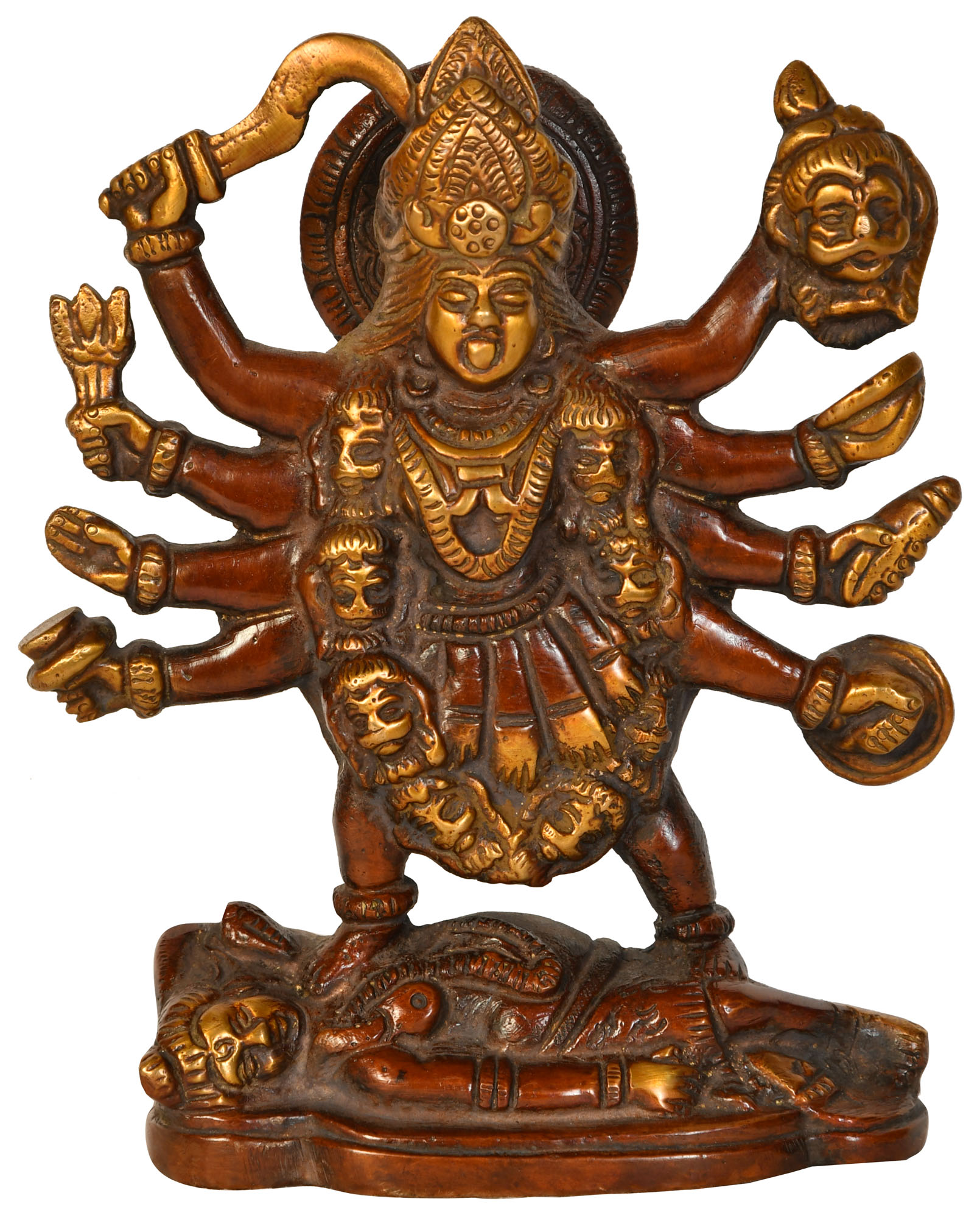 6 Goddess Kali Sculpture In Brass Handmade Made In India Exotic