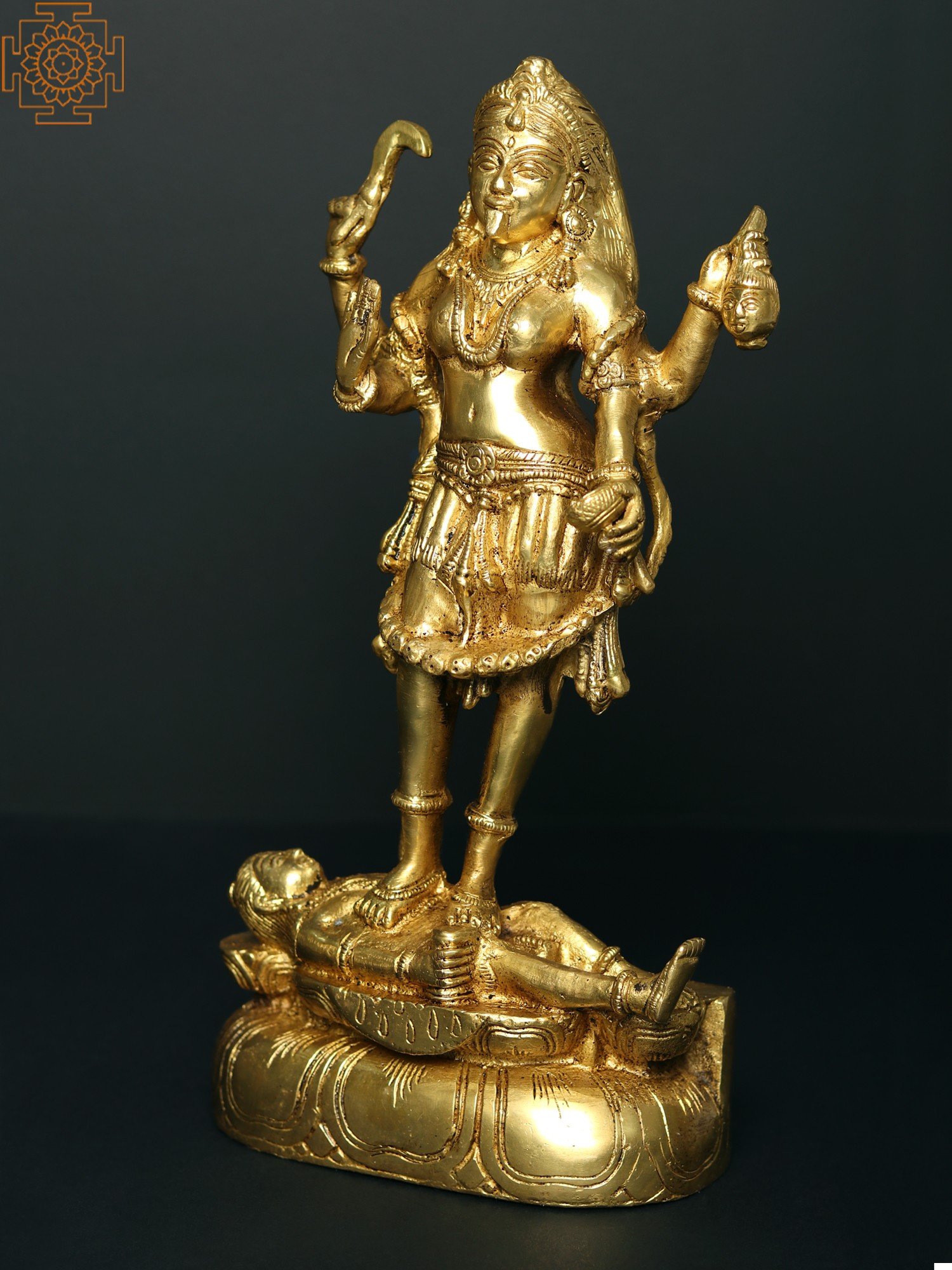 11 Brass Goddess Kali Statue Standing Atop Lord Shiva Exotic India Art