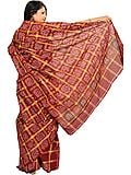 Bitter Chocolate Bandhani Tie Dye Gharchola Sari From Gujarat