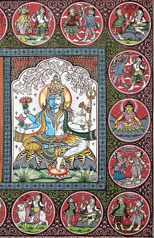 39 X 23 Story Of Lord Shiva Patachitra Paintings Traditional Colors