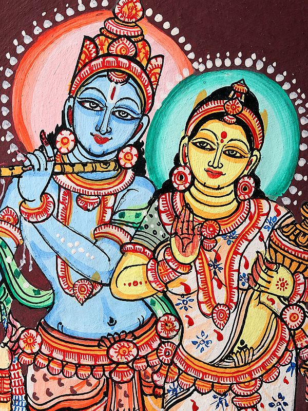 Devine Pair Of Radha Krishna Pattachitra Painting Exotic India Art