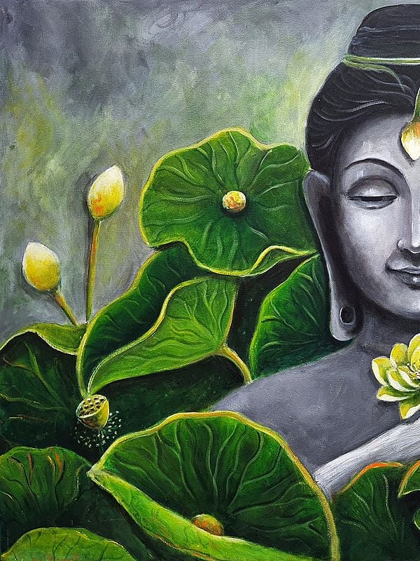 Nature Buddha Acrylic On Canvas Painting By Gayatri Mavuru Exotic