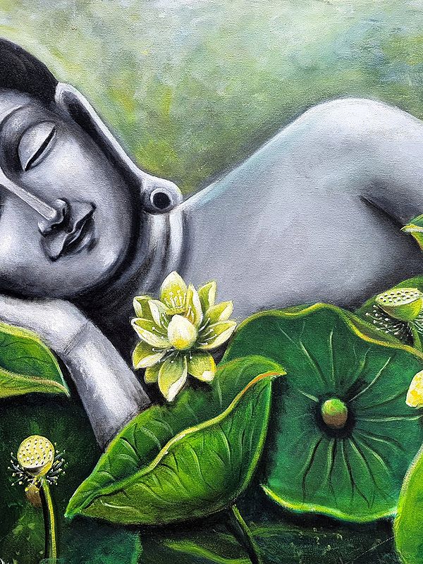 Sleeping Buddha Acrylic On Canvas Painting By Gayatri Mavuru