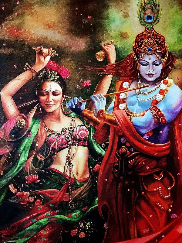 Radha Krishna Oil Painting By Dhiraj Khandelwal Exotic India Art