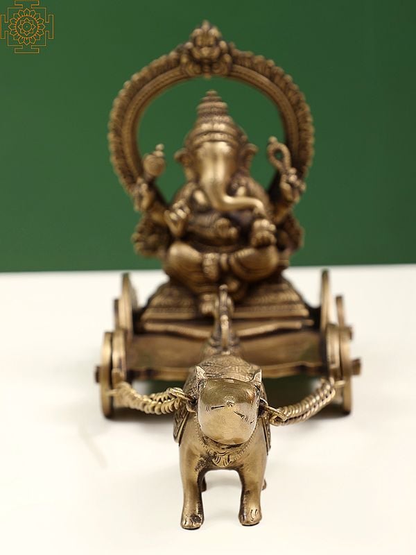 6 Small Ganesha In The Mouse Chariot In Brass Exotic India Art