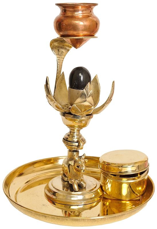 Puja Thali With Shiva Linga Abhisheka Set Exotic India Art