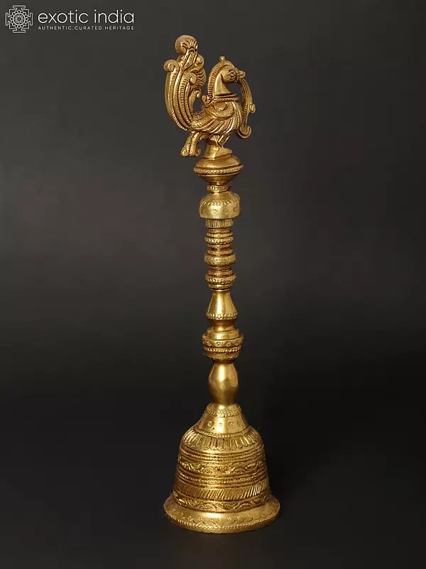 10 Peacock Puja Bell Ghanti In Brass Exotic India Art