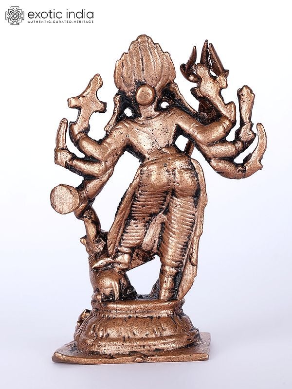 3 Small Goddess Mahishasura Mardini Durga Copper Statue Exotic India Art