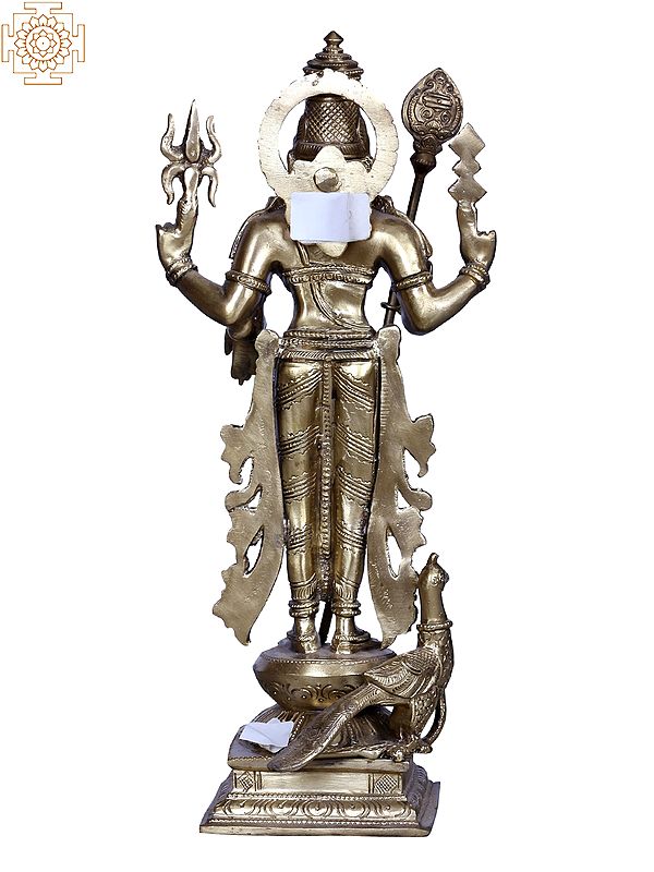 Lord Murugan With Peacock Brass Statue Exotic India Art