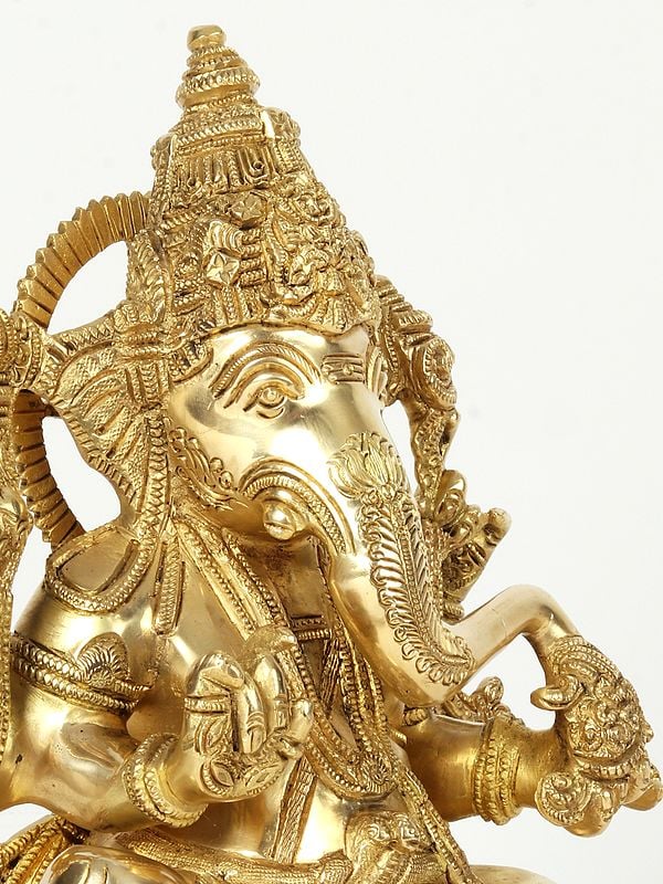 Superfine God Of Wisdom Ganesha Brass Exotic India Art