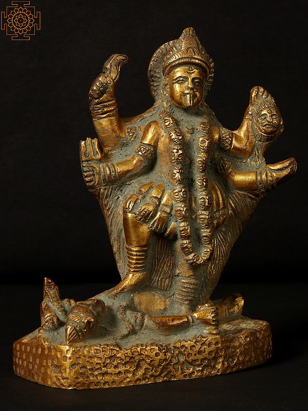 Small Brass Goddess Kali Sculpture Exotic India Art