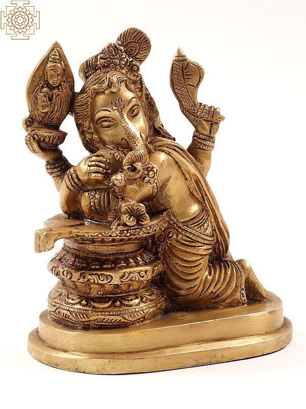 Brass Lord Ganesha Idol Loving To Shivling Exotic India Art