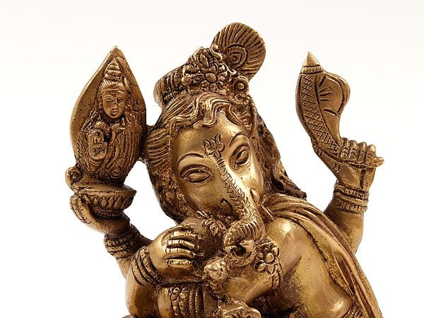 Brass Lord Ganesha Idol Loving To Shivling Exotic India Art