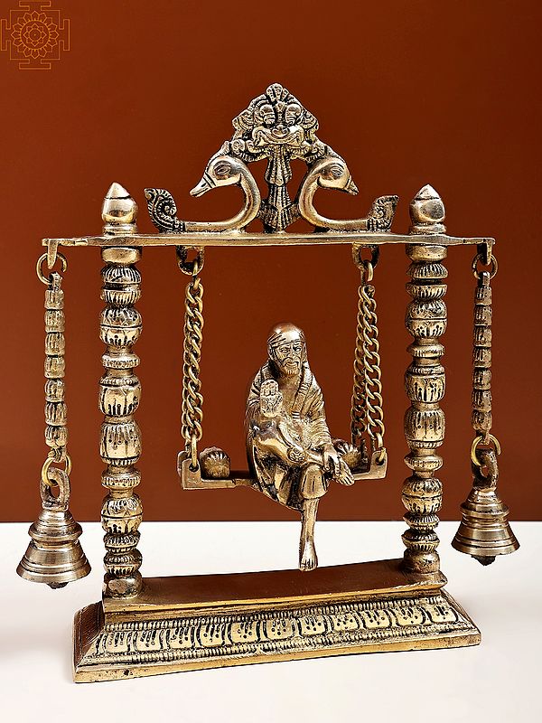 Shirdi Sai Baba On A Swing With Hanging Bells Brass Statue