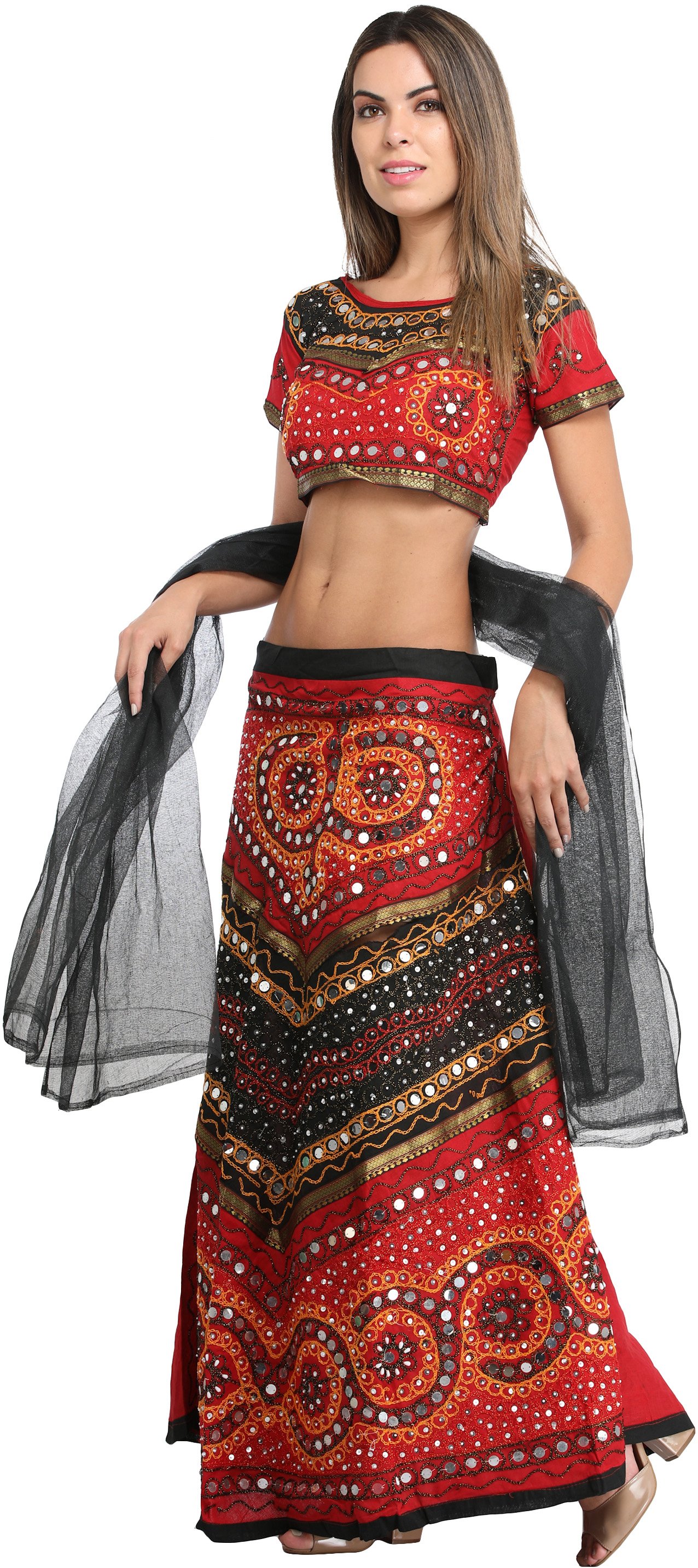 Lehenga Choli From Rajasthan With Thread Work And Sequins