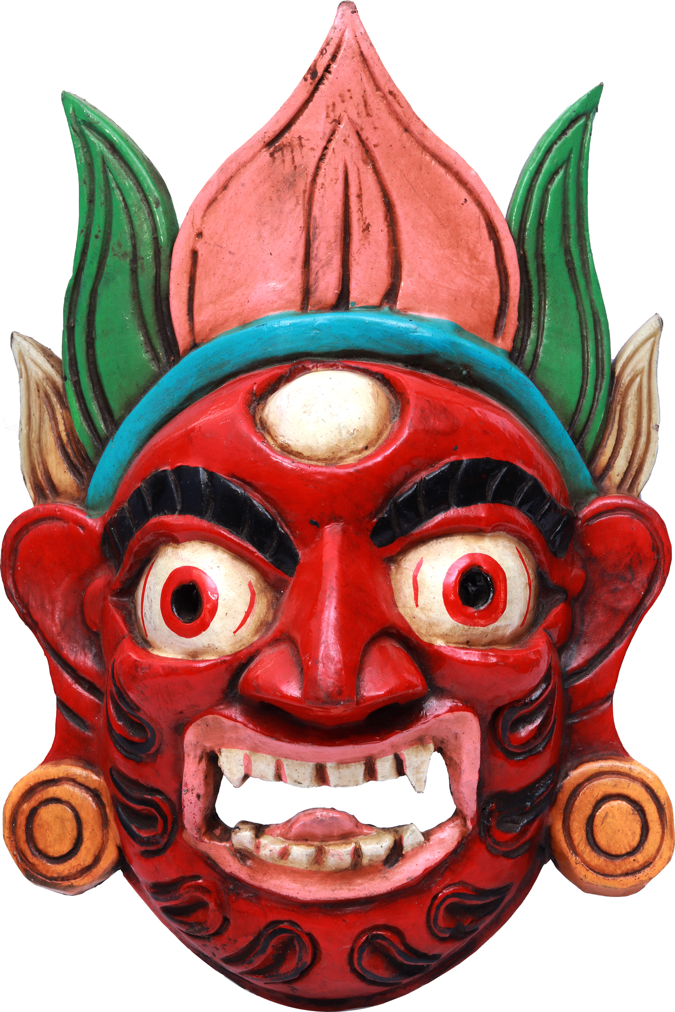 Tibetan Buddhist Deity Mahakala Wall Hanging Mask From Nepal