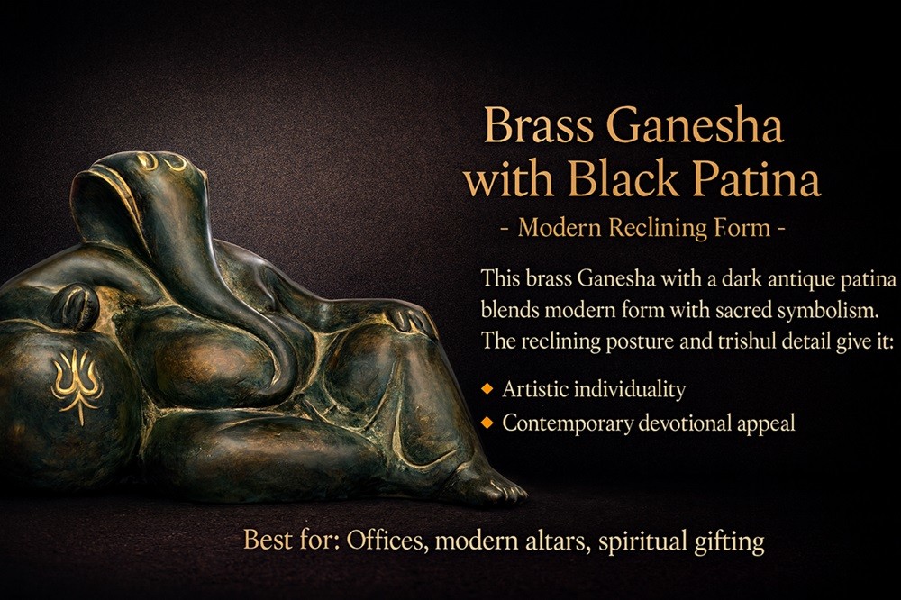 Sacred Silhouette of Ganesha in Brass