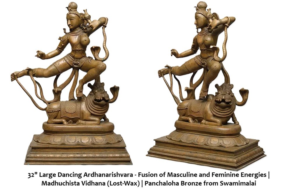 Large Dancing Ardhanarishvara Bronze Idol