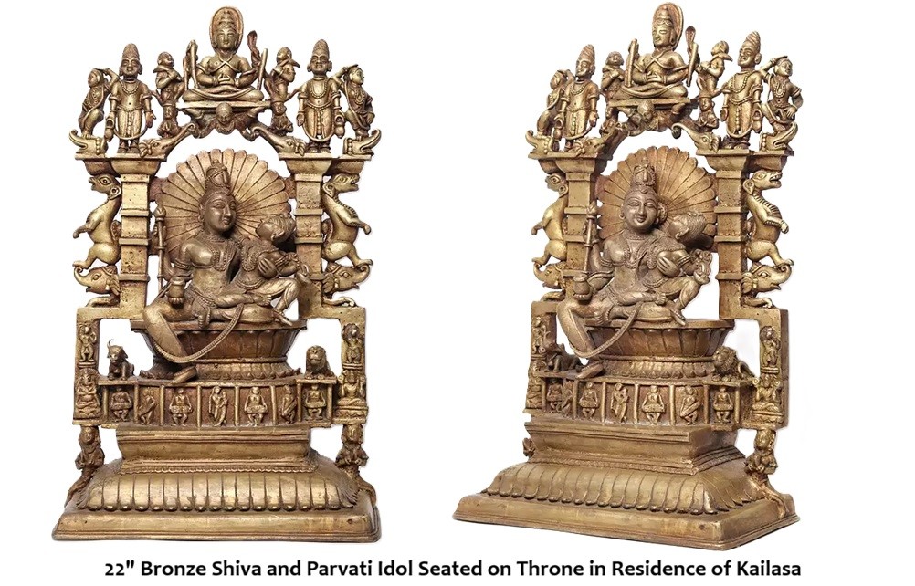 Shiva and Parvati Bronze Idol