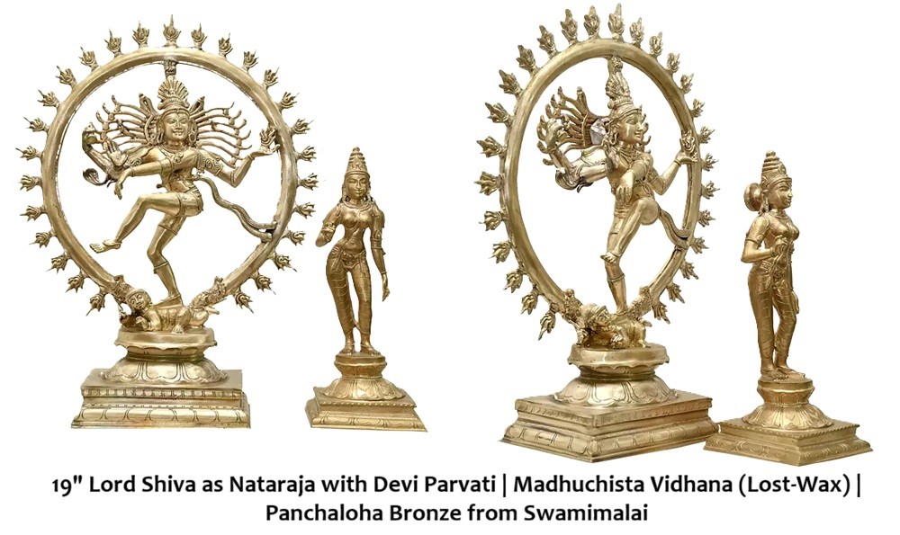 Nataraja with Devi Parvati Panchaloha Bronze Statue