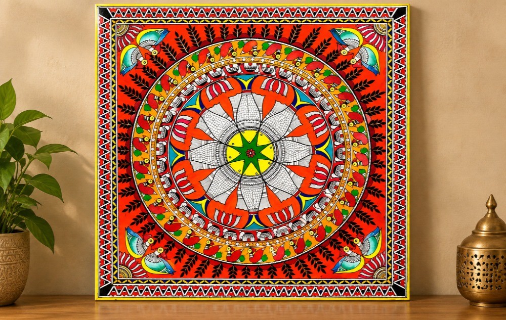 Life Cycle of Fishes Madhubani Painting