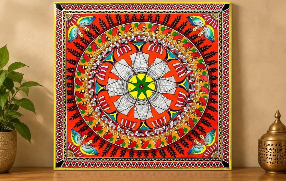 Life Cycle of Fishes Madhubani Painting