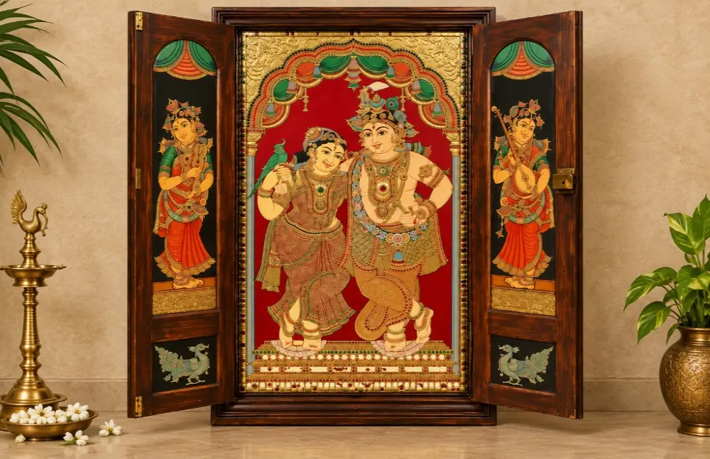 Radha Krishna – Traditional Tanjore Painting