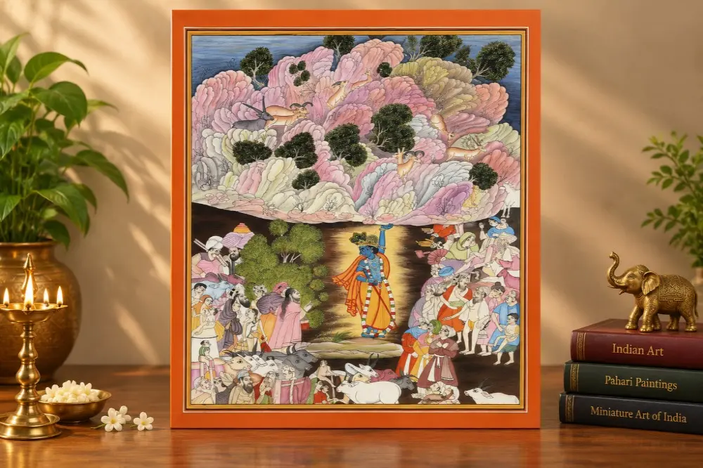 Lord Krishna Lifts Mount Govardhan