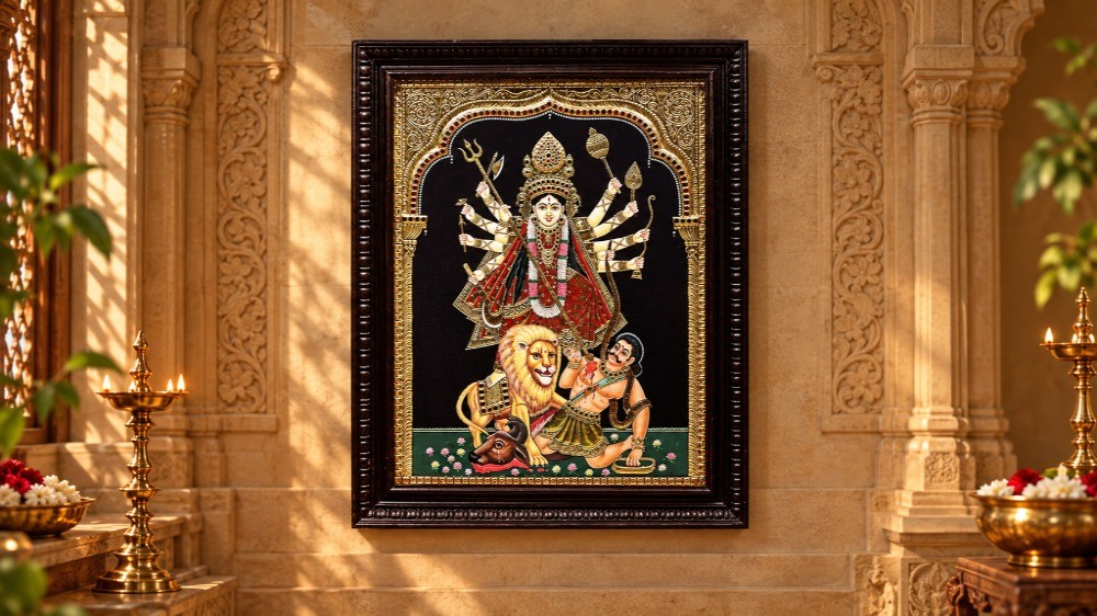 Mahishasura-Mardini Durga Tanjore Painting