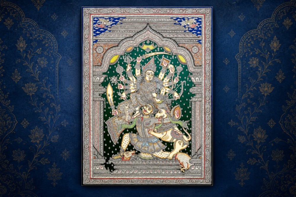 Devi Durga Killing Mahishasura Patachitra Painting