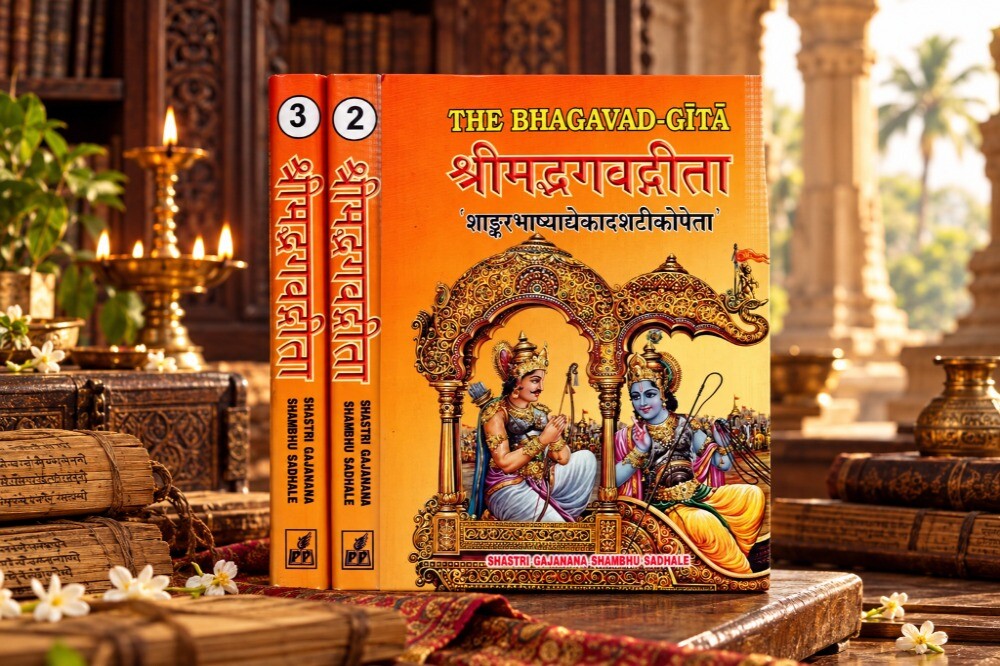 Bhagavad Gita with Eleven Commentaries Critically Edited in Set of 3 Volumes (Sanskrit Only)