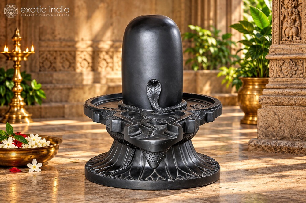 Large Black Marble Shiva Lingam