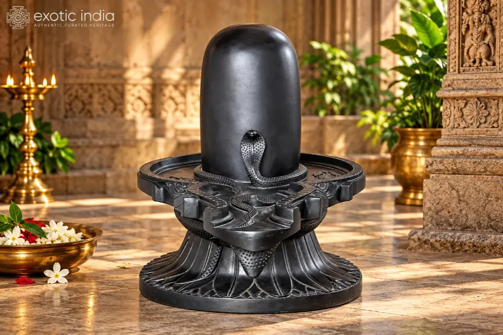 Large Black Marble Shiva Lingam