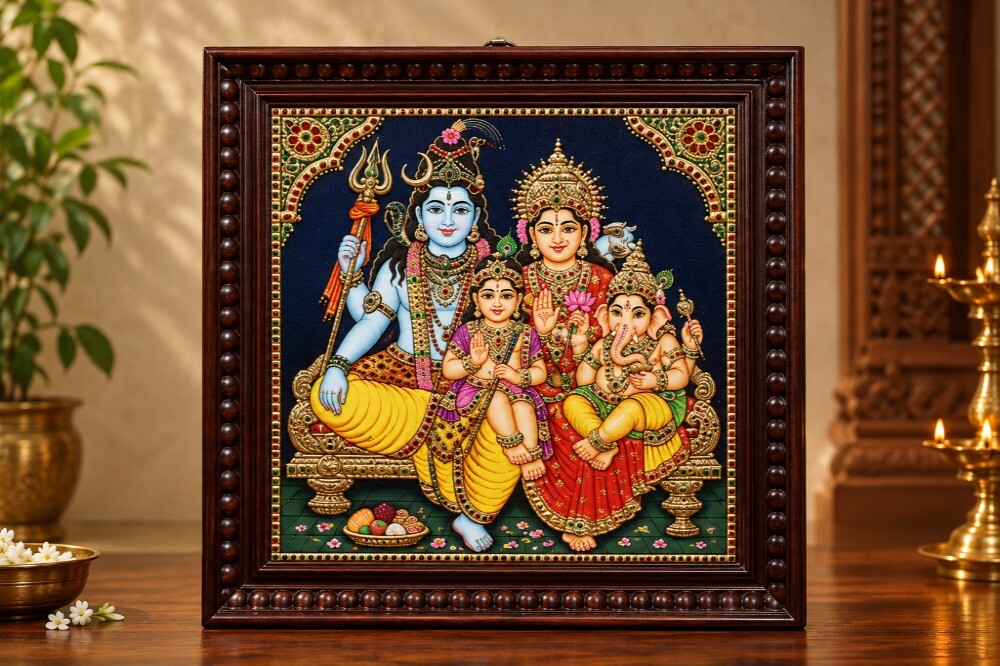 Lord Shiva Family Tanjore Painting“ xss=