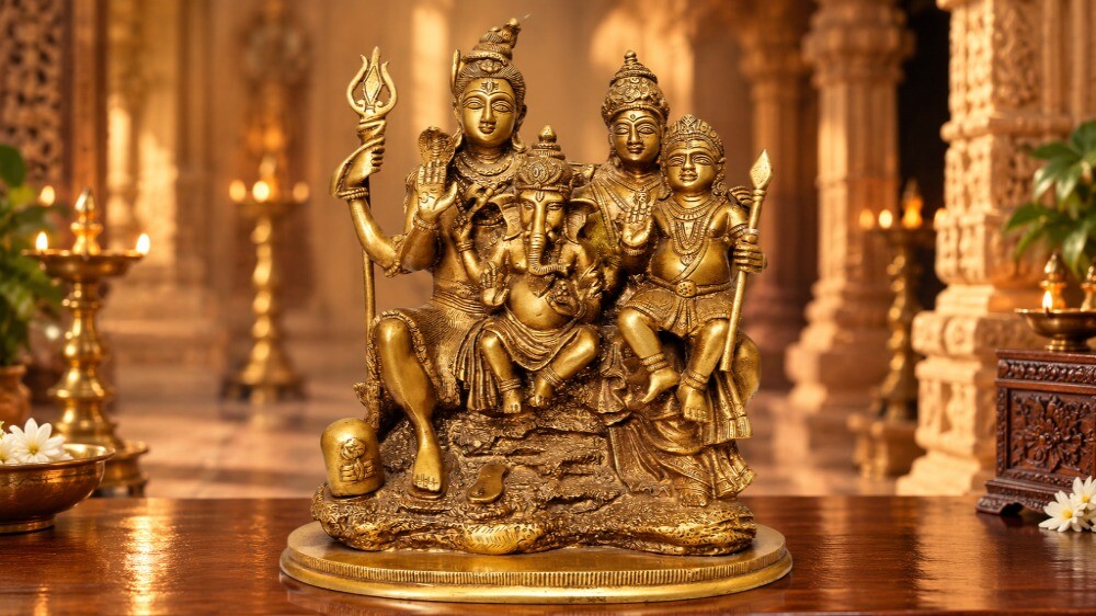 Shiva Parivaar (Shiva Family) In Brass“ xss=