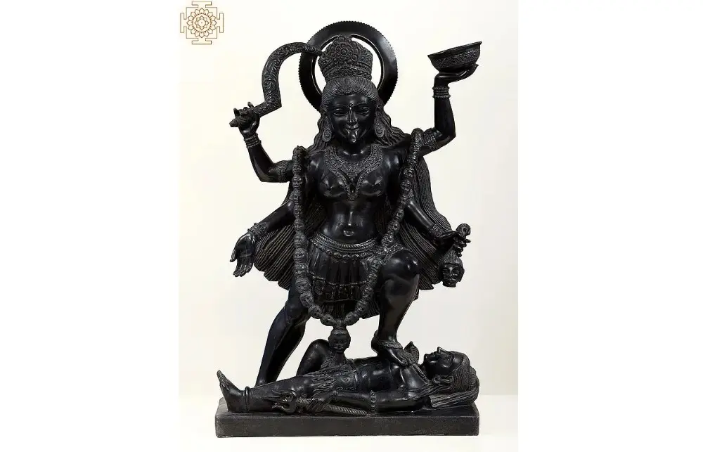 Large Black Stone Mahakali Statue“ xss=