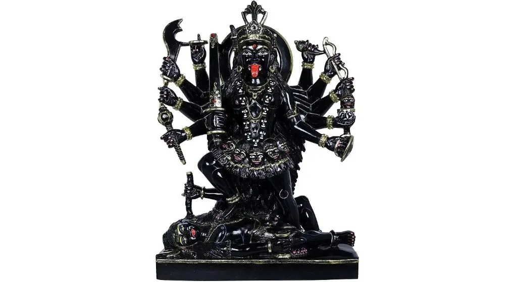 Devi Mahakali Wields Multiple Weapons - Black Marble Statue“ xss=