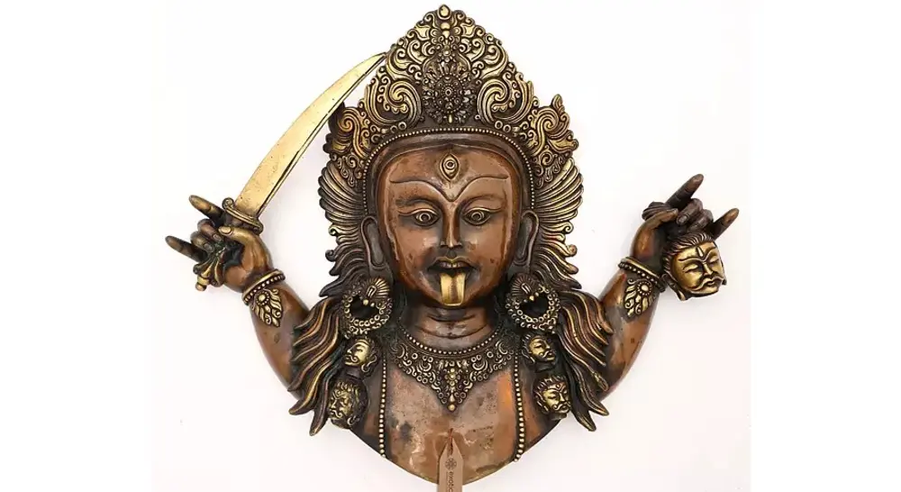 Goddess Kali Face Brass Statue from Nepal“ xss=