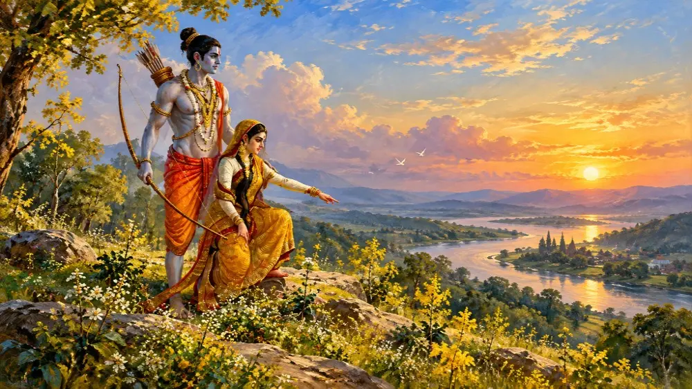 Rama And Sita In Vanvas | Acrylic Painting On Canvas