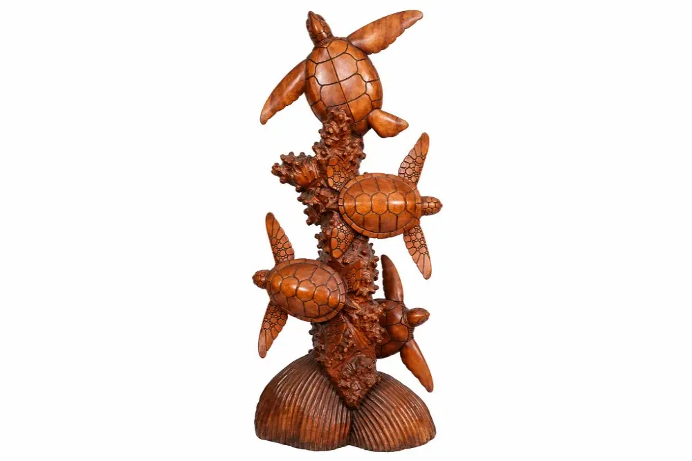 Wooden Turtles Statue