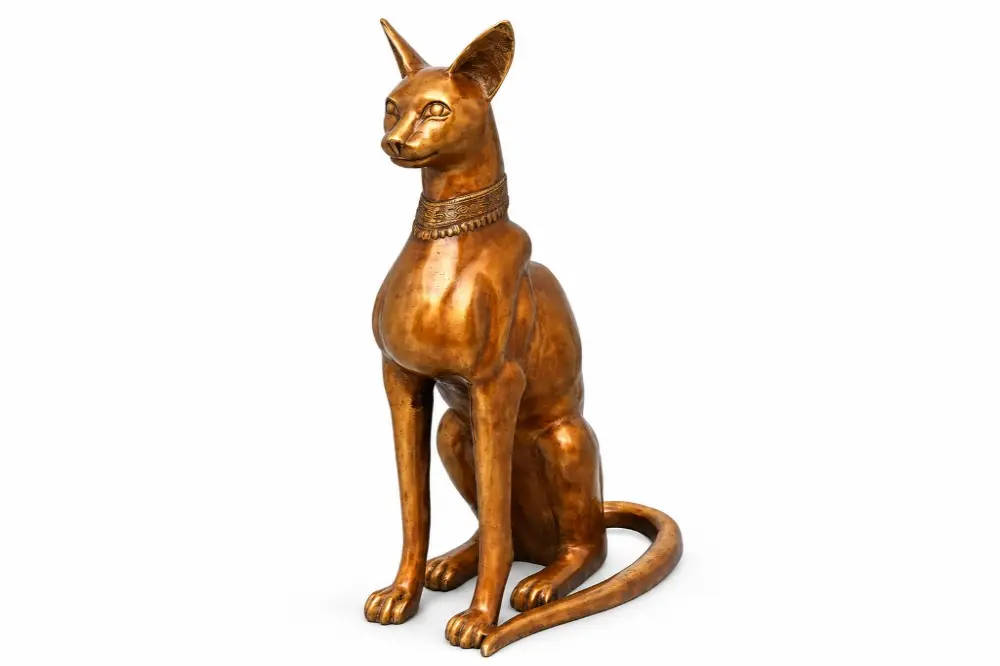 Brass Egyptian Cat Statue for Home Decor