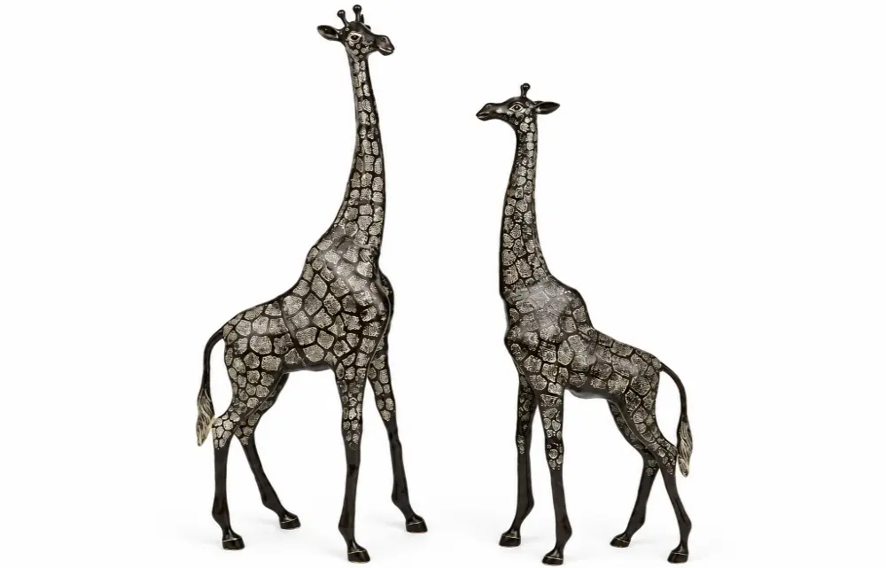 Pair of Giraffe Statues in Brass - The Tallest Animal on Earth