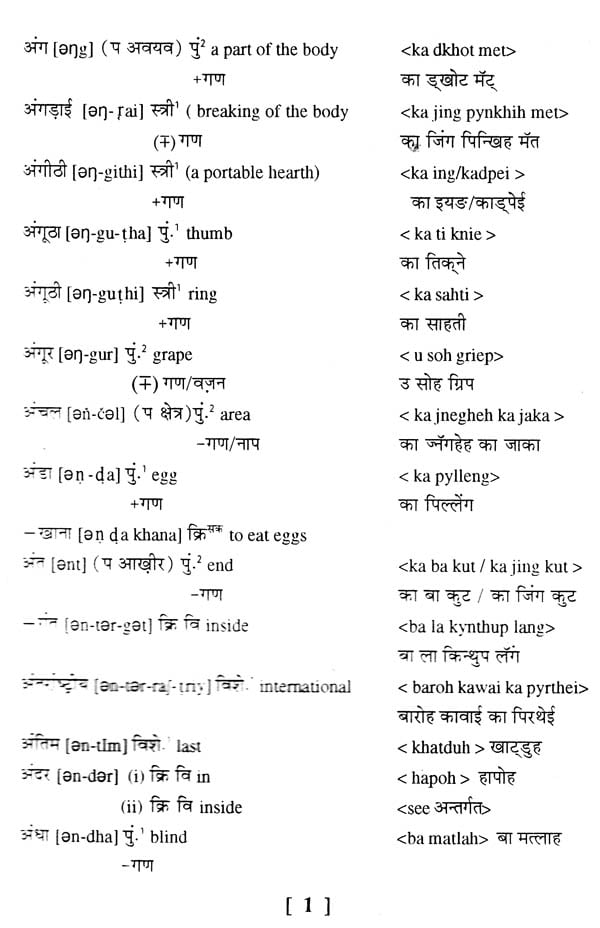 हिन्दी-खासी द्विभाषी कोष - Hindi-Khasi Bilingual Dictionary