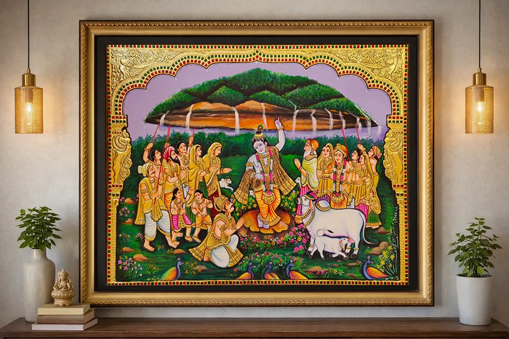 Lifting Mount Govardhana – The Crowning of Krishna as Govinda