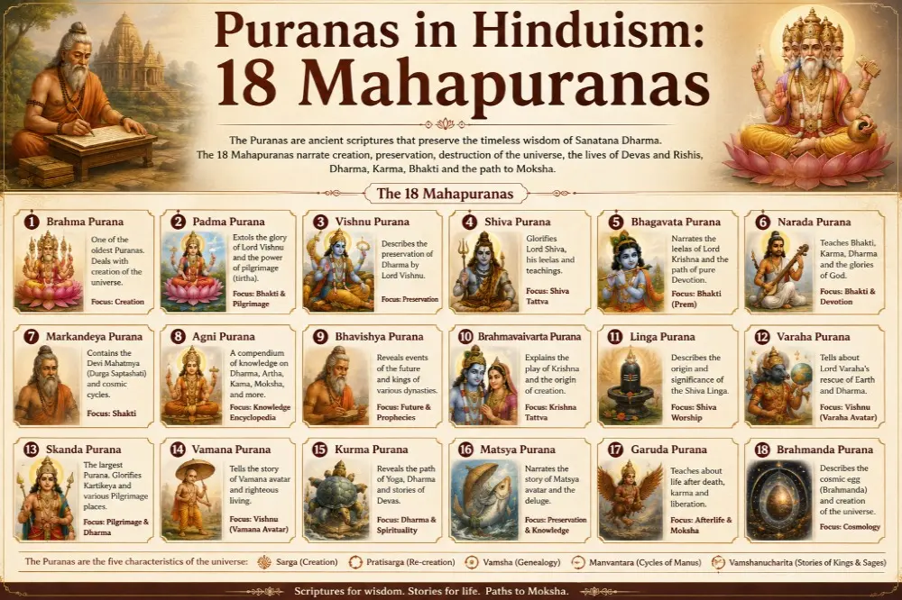 Puranas in Hinduism: Meaning, History, 18 Mahapuranas & Their Significance