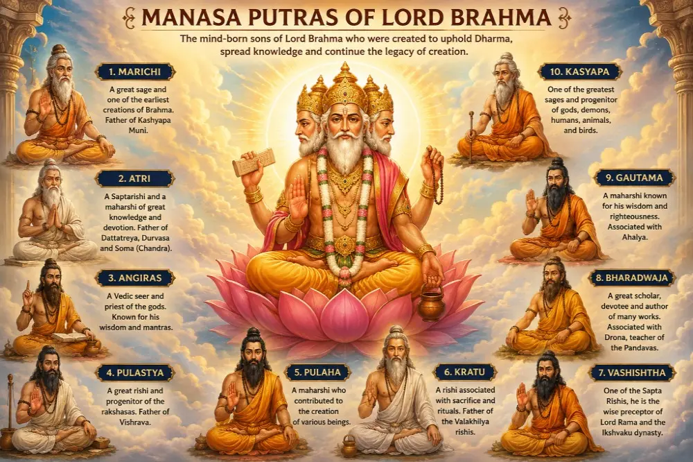 Manasa Putras of Lord Brahma: Complete Guide to Brahma's Mind-Born Sons