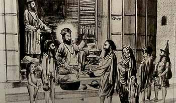 Guru Nanak at Daulat Khan Lodhi's shop