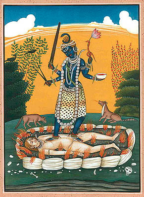 Mahavidya Goddess Tara with a Pair of Scissors in Her Hand