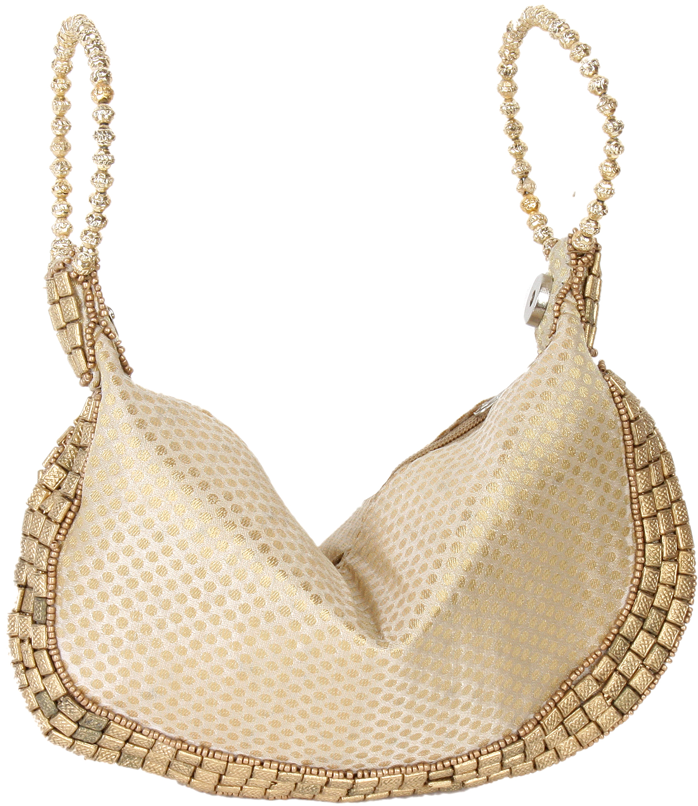 Ivory and Golden Bracelet Bag with Brocade Weave and Beadwork | Exotic ...