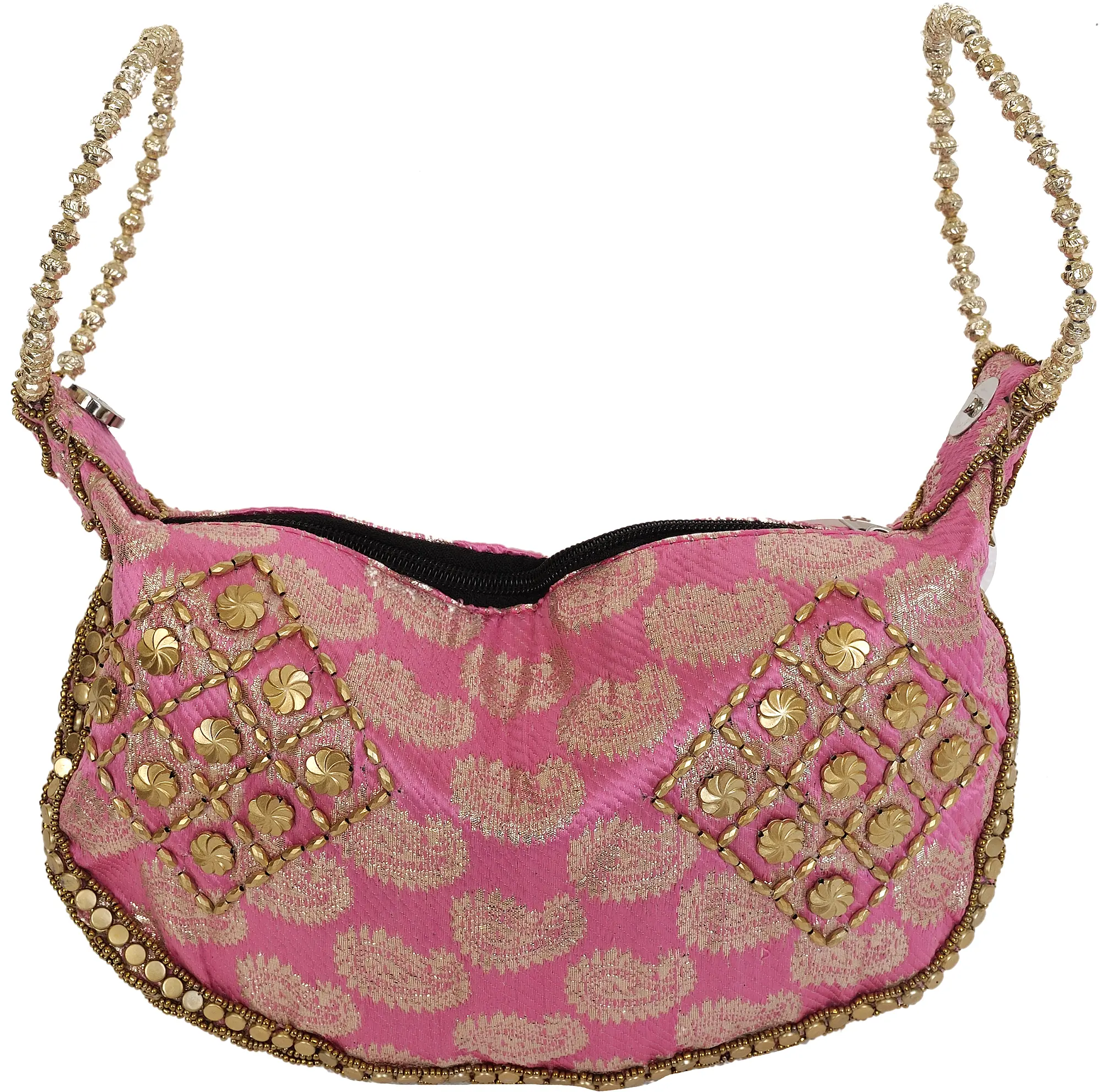 Brocaded Bracelet Bag with Antique Embroidery by Hand